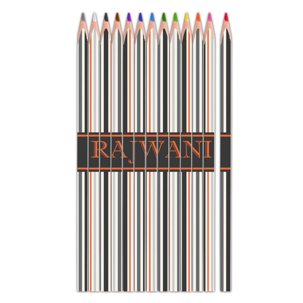 Custom Gray Stripes Colored Pencils (Personalized)