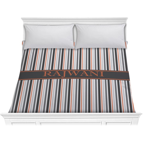 Custom Gray Stripes Comforter - King (Personalized)