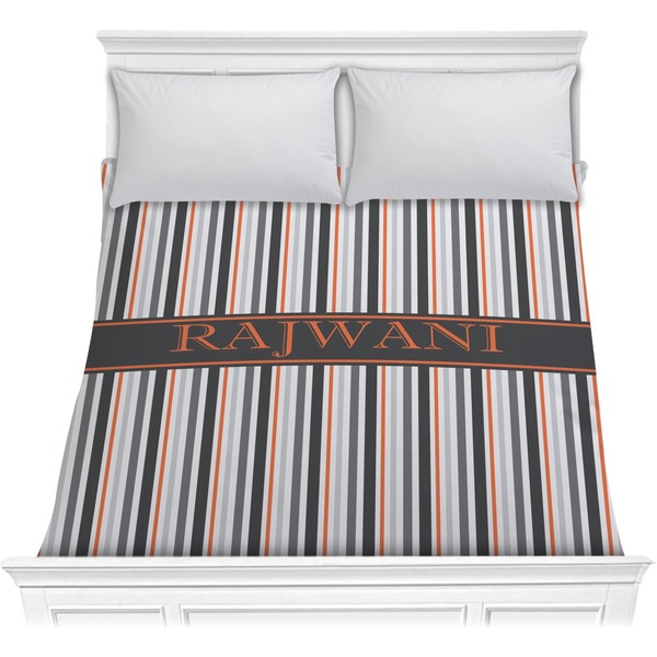 Custom Gray Stripes Comforter - Full / Queen (Personalized)