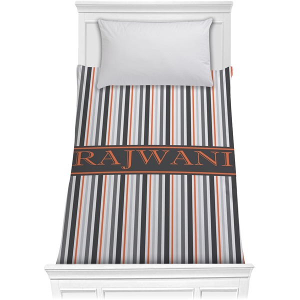 Custom Gray Stripes Comforter - Twin XL (Personalized)