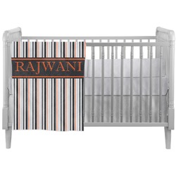 Gray Stripes Crib Comforter / Quilt (Personalized)