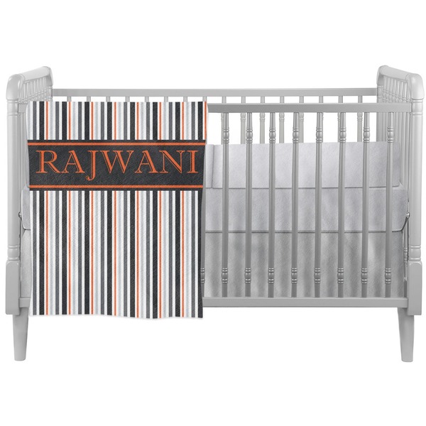 Custom Gray Stripes Crib Comforter / Quilt (Personalized)
