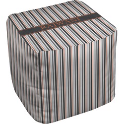 Gray Stripes Cube Pouf Ottoman (Personalized)