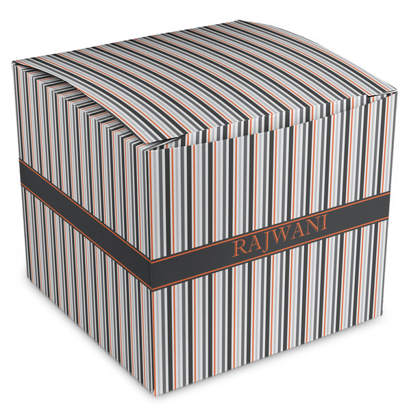 Custom Gray Stripes Cube Favor Gift Boxes (Personalized)