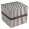 Gray Stripes Cube Favor Gift Box - Front/Main