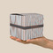 Gray Stripes Cube Favor Gift Box - On Hand - Scale View
