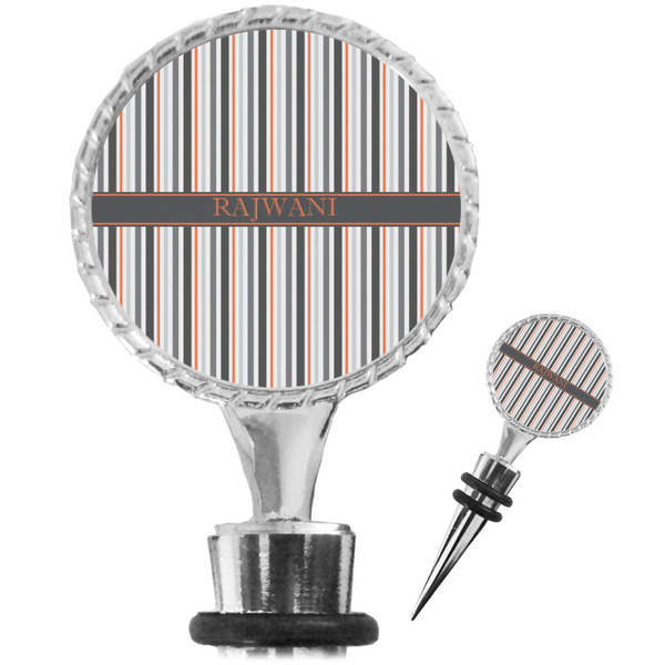 Custom Gray Stripes Wine Bottle Stopper (Personalized)