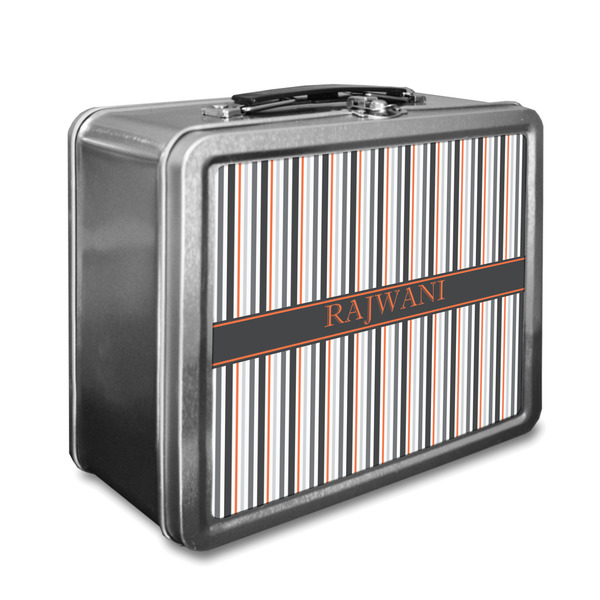 Custom Gray Stripes Lunch Box (Personalized)