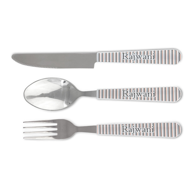 Custom Gray Stripes Cutlery Set (Personalized)