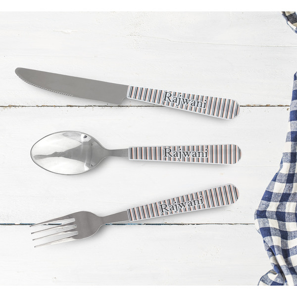 Gray Stripes Cutlery Set - w/ PLATE