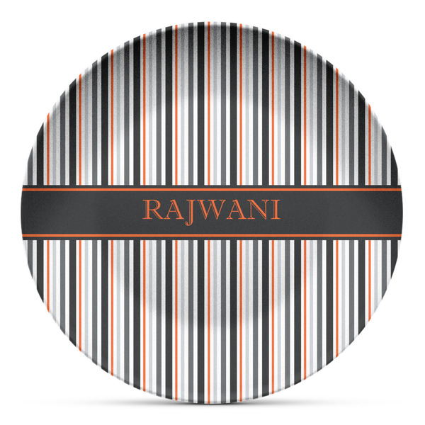 Custom Gray Stripes Microwave Safe Plastic Plate - Composite Polymer (Personalized)
