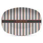 Gray Stripes Plastic Platter - Microwave & Oven Safe Composite Polymer (Personalized)