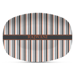 Gray Stripes Plastic Platter - Microwave & Oven Safe Composite Polymer (Personalized)