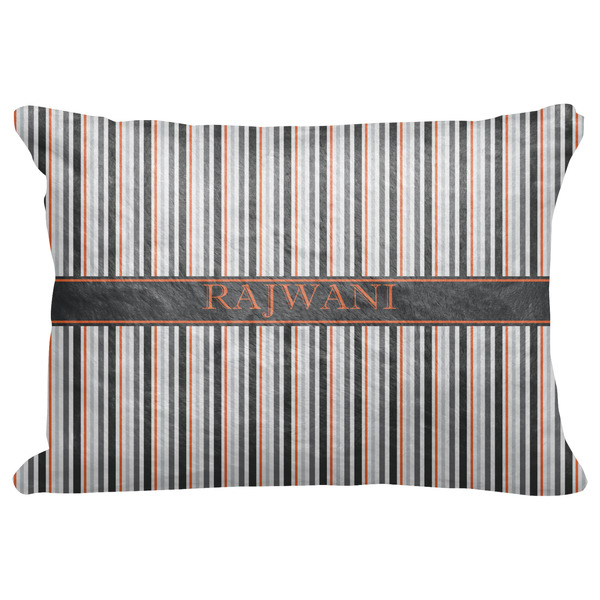 Custom Gray Stripes Decorative Baby Pillowcase - 16"x12" w/ Name or Text