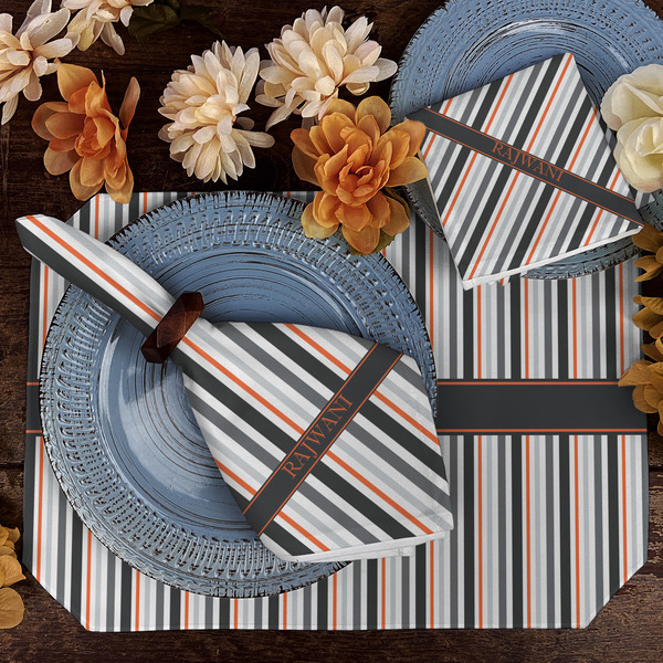 Gray Stripes Dining Set