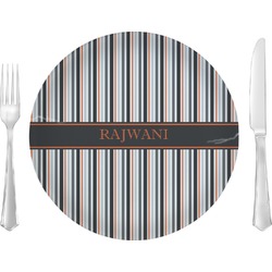 Gray Stripes 10" Glass Lunch / Dinner Plates - Single or Set (Personalized)