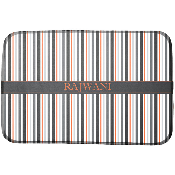 Custom Gray Stripes Dish Drying Mat w/ Name or Text