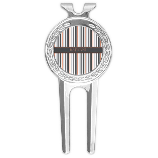 Custom Gray Stripes Golf Divot Tool & Ball Marker (Personalized)