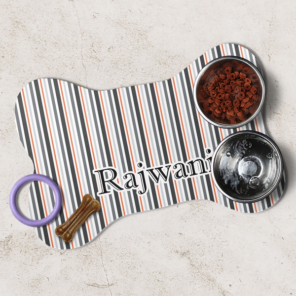 Gray Stripes Dog Bone Shaped Mat Lifestyle
