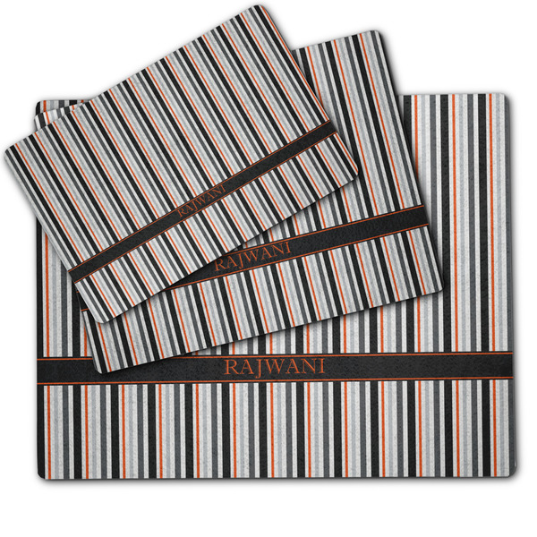 Gray Stripes Dog Food Mat - MAIN (sm, med, lrg)