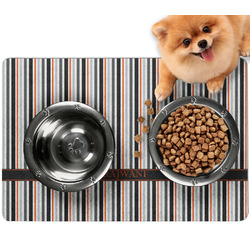 Gray Stripes Dog Food Mat - Small w/ Name or Text