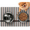 Gray Stripes Dog Food Mat - Small w/ Name or Text