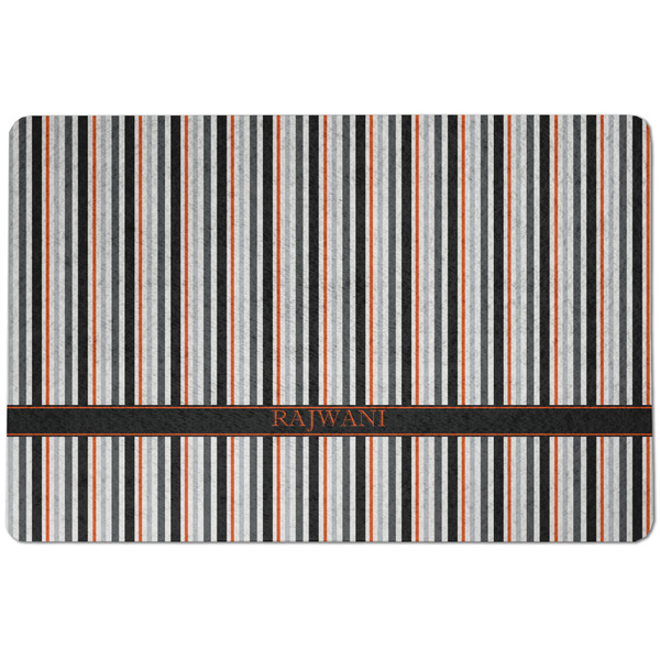 Custom Gray Stripes Dog Food Mat w/ Name or Text