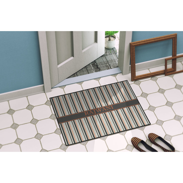Gray Stripes Door Mat Lifestyle