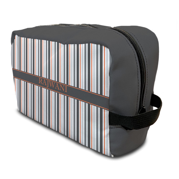 Custom Gray Stripes Toiletry Bag / Dopp Kit (Personalized)