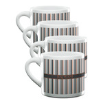 Gray Stripes Double Shot Espresso Cups - Set of 4 (Personalized)