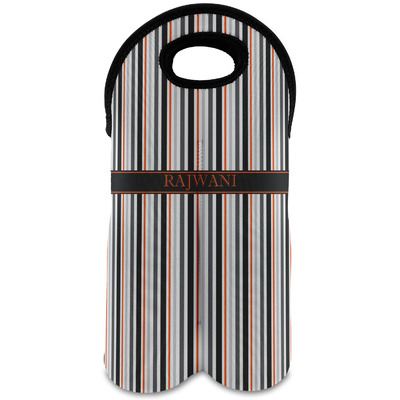 Gray Stripes Wine Tote Bag (2 Bottles) (Personalized)