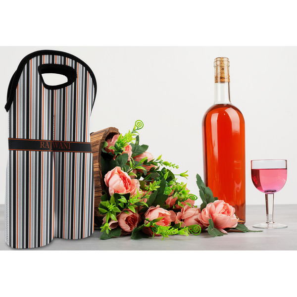 Gray Stripes Double Wine Tote - LIFESTYLE (new)