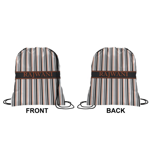 Gray Stripes Drawstring Backpack Front & Back Small