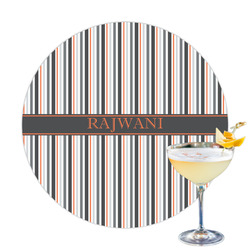 Gray Stripes Printed Drink Topper - 3.25" (Personalized)