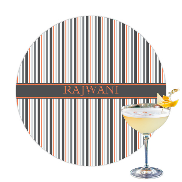 Custom Gray Stripes Printed Drink Topper (Personalized)