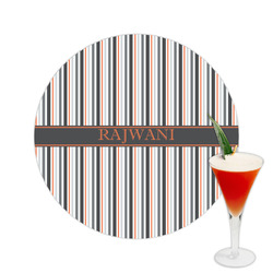 Gray Stripes Printed Drink Topper -  2.5" (Personalized)