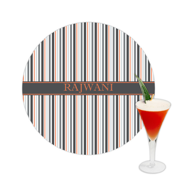 Custom Gray Stripes Printed Drink Topper -  2.5" (Personalized)