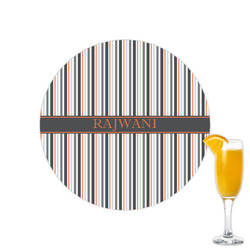 Gray Stripes Printed Drink Topper - 2.15" (Personalized)