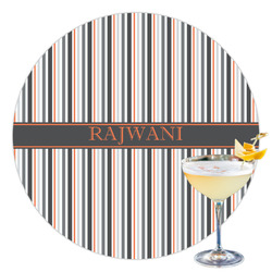 Gray Stripes Printed Drink Topper - 3.5" (Personalized)