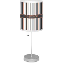 Gray Stripes Lamp with Drum Shade (Personalized)