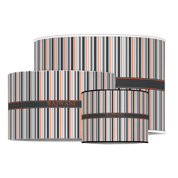 Gray Stripes Drum Lampshades - MAIN