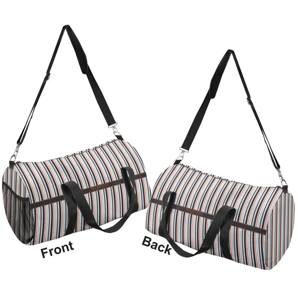 Gray Stripes Duffle bag large front and back sides