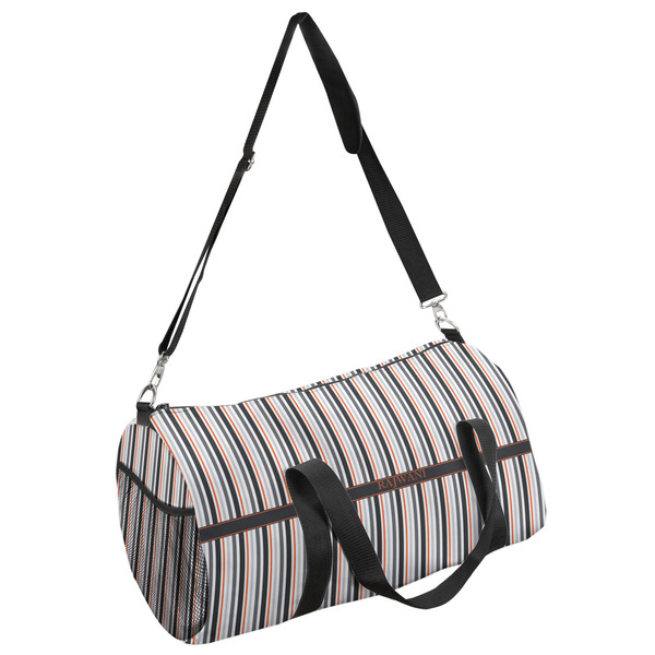 Custom Gray Stripes Duffel Bag - Large (Personalized)