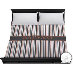 Gray Stripes Duvet Cover - King (Personalized)