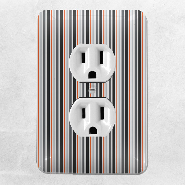 Gray Stripes Electric Outlet Plate - LIFESTYLE