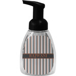 Gray Stripes Foam Soap Bottle - Black (Personalized)