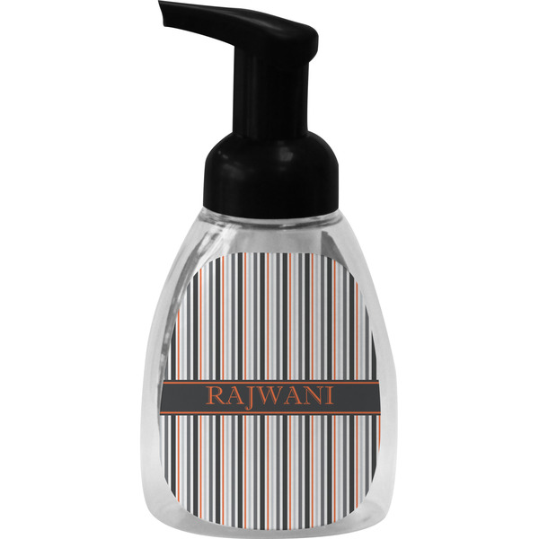 Custom Gray Stripes Foam Soap Bottle - Black (Personalized)