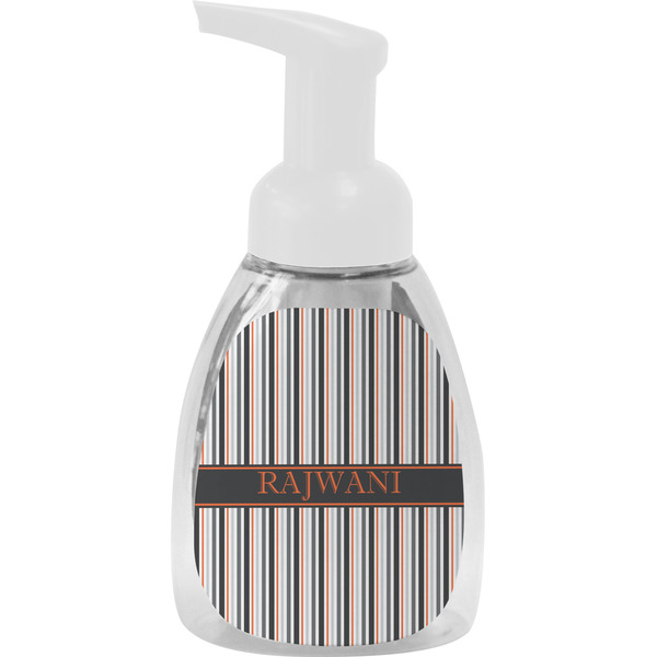 Custom Gray Stripes Foam Soap Bottle - White (Personalized)