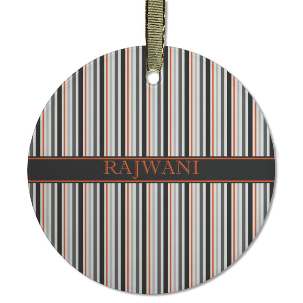 Gray Stripes Frosted Glass Ornament - Round
