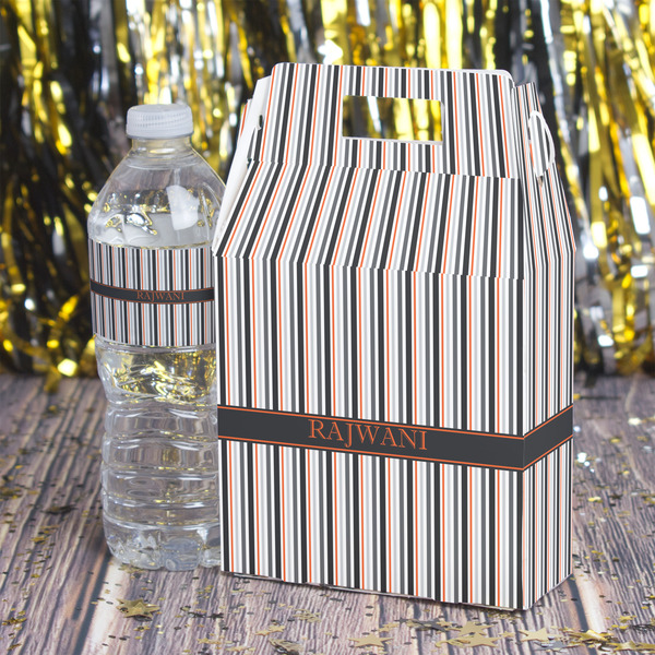 Gray Stripes Gable Favor Box - In Context